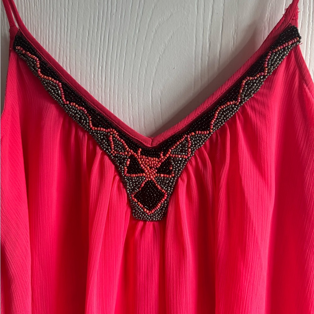 Express Pink and Black beaded mini dress